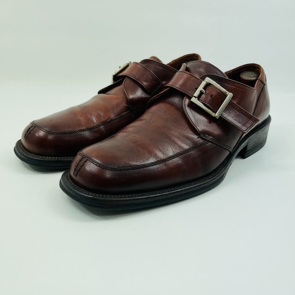 Johnston & Murphy Brown Buckle Leather Loafers Italian Men’s 11.5 M main image 5
